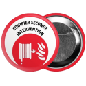 Badge Rouge ESI (Equipier Seconde Intervention) rond 55mm avec épingle