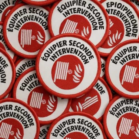 Ecusson Rouge ESI (Equipier Seconde Intervention) rond 65mm revêtement à thermocoller sur vos vêtements de travail