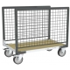 Chariot FIMM modulaires grillagé - 2 ridelles - plateau bois - roues - rectangle - 500 kg