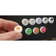 Boite de 10 Aimants blancs Ø20mm en pictogramme : 6 météos + 3 smileys + 1 panneau Attention