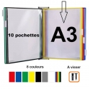 Système de présentation mural métal Tarifold, A3, 10 poches, 5 coloris