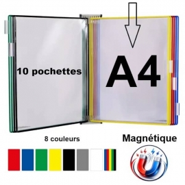 Système de présentation mural MAGNETIQUE Tarifold, A4, 10 pochettes