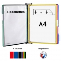 Système de présentation mural MAGNETIQIE Tarifold, A4, 5 pochettes