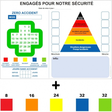 Croix + pyramide sécurité magnétique, rigide et effaçable A4, A3 ou A2 avec 