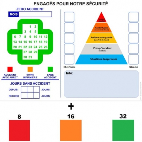 Croix + pyramide sécurité magnétique, rigide et effaçable A4, A3 ou A2
